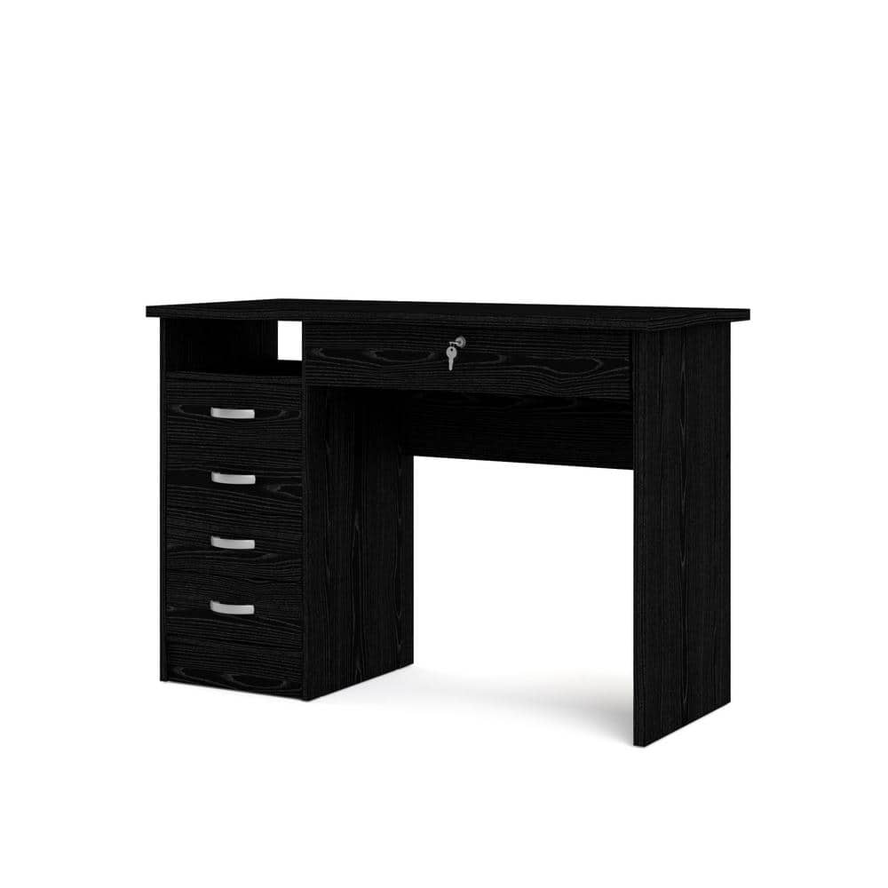 Tvilum 43 in. Rectangular Black Woodgrain 5 Drawer Writing Desk
