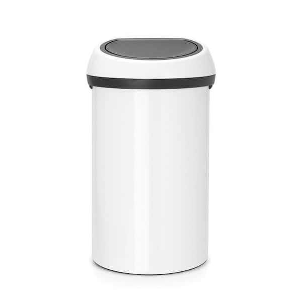 Brabantia 16 Gal. (60 l) White Steel Touch Top Trash Can 108686