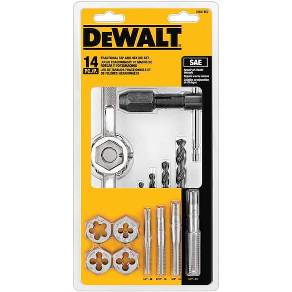 DEWALT Fractional Tap and Large Hexagon Die Set (14-Piece) DWA1452