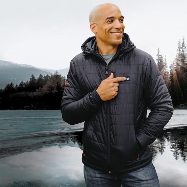 ACTIONHEAT Men's Large Black 5-Volt Battery Heated Puffer Jacket