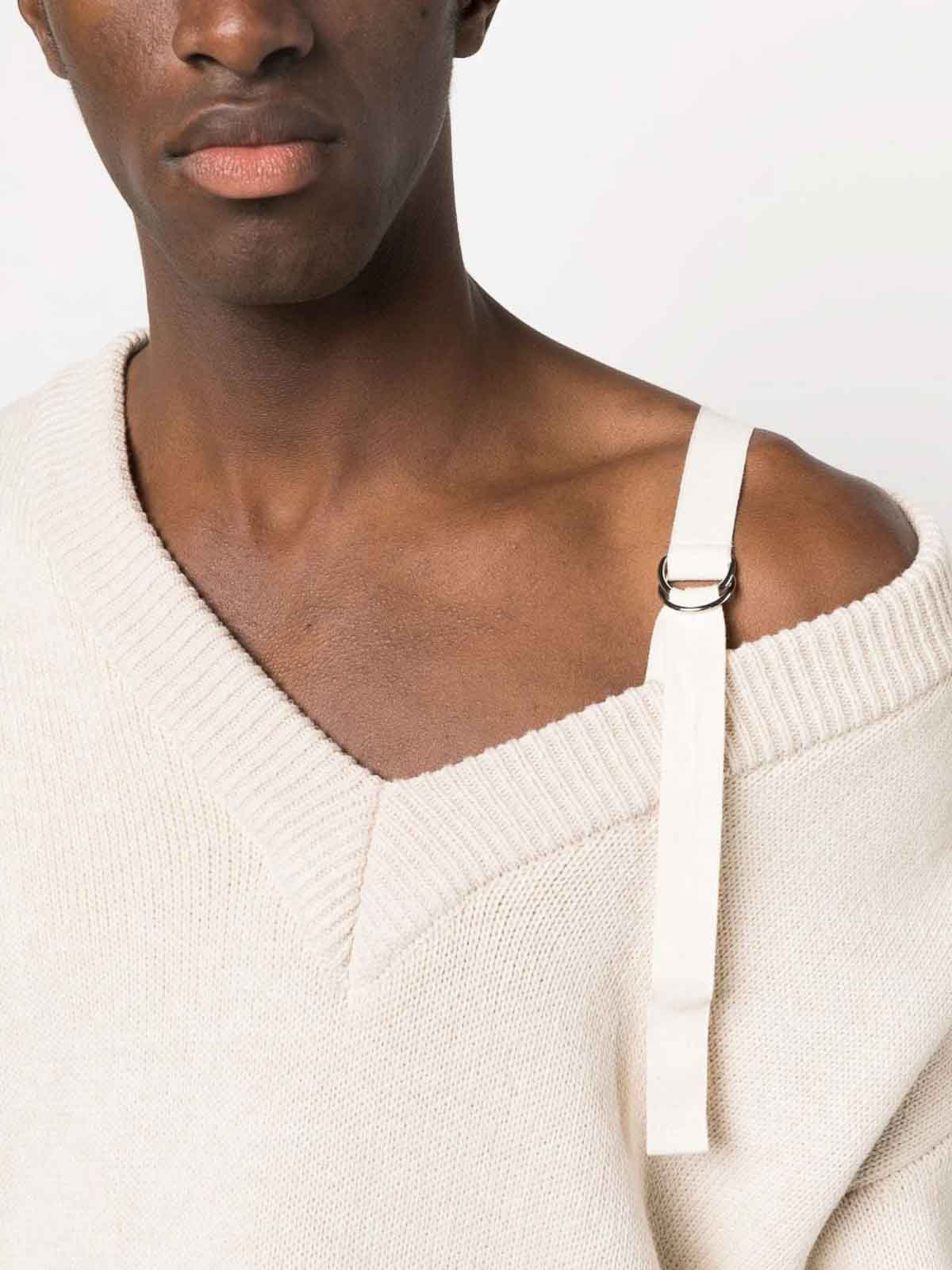 Jacquemus Asymmetric Wool Jumper - Beige - Men|236KN1502116130