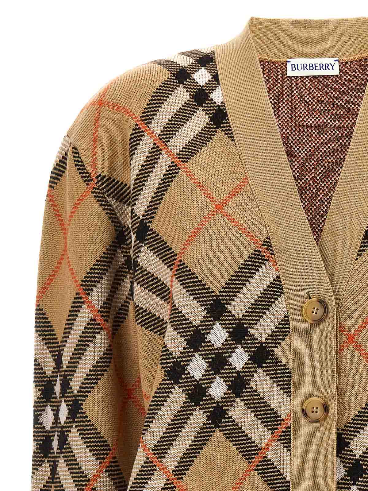 Burberry Check Cardigan - Beige - Women|8093491 | thebs.com