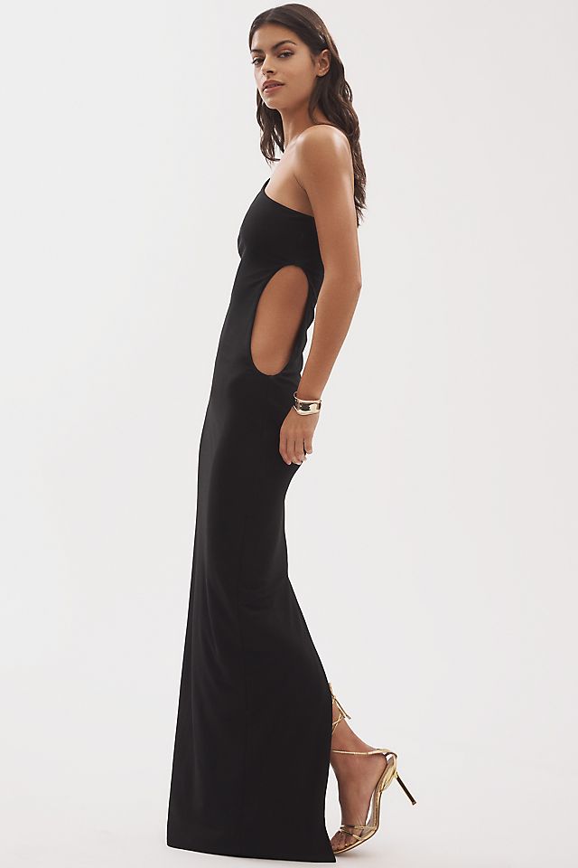 Ronny Kobo Leigh Stretch Jersey One-Shoulder Cutout Maxi Dress