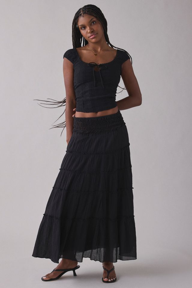 Kimchi Blue Ellie Crochet Waistline Tiered Maxi Skirt | Urban