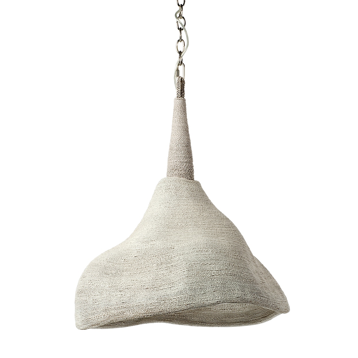 Hand-woven lampakanay rope wrapped over a metal frame in a white