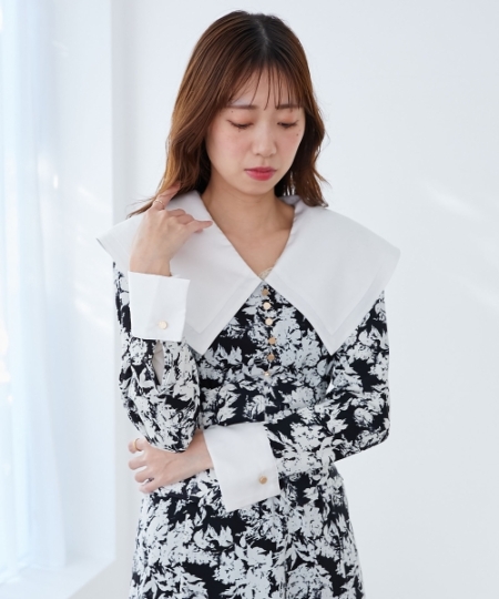 ビッグカラー花柄ワンピース/MAJESTIC LEGON(マジェスティックレゴン