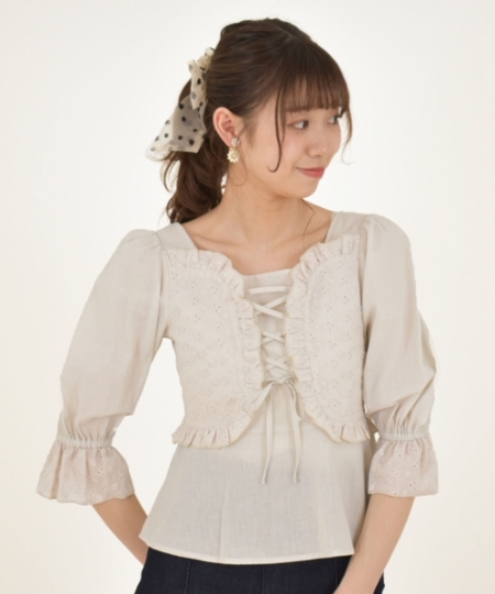 ガーデンレースアップブラウス/MAJESTIC LEGON(マジェスティックレゴン