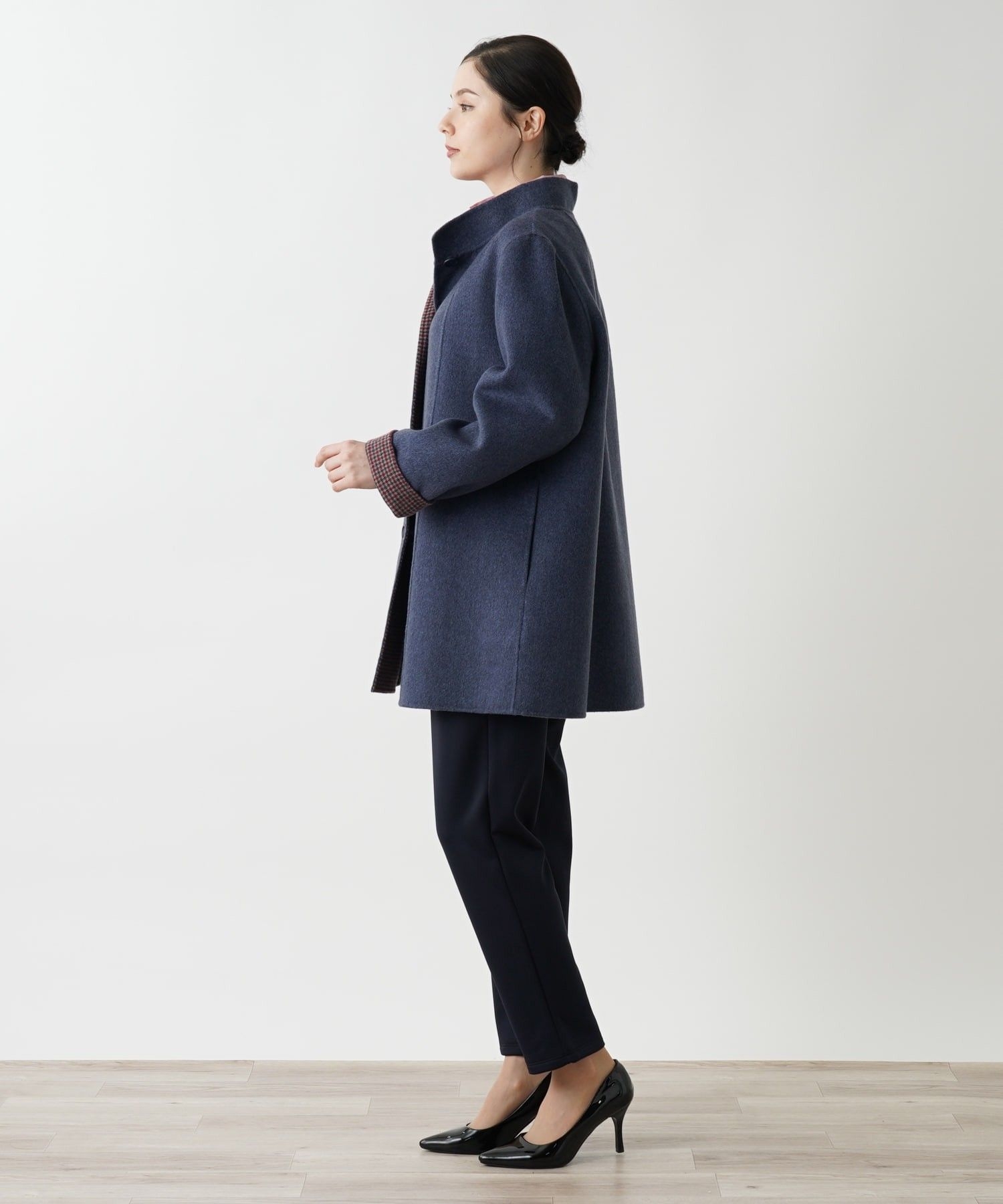 スタンドカラーハーフコート【深喜毛織】|レリアン プラスハウス