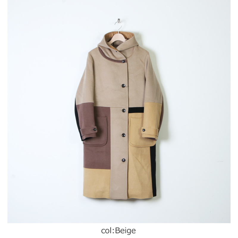 blanc basque (ブランバスク) 圧縮ウールカラーブロックコート