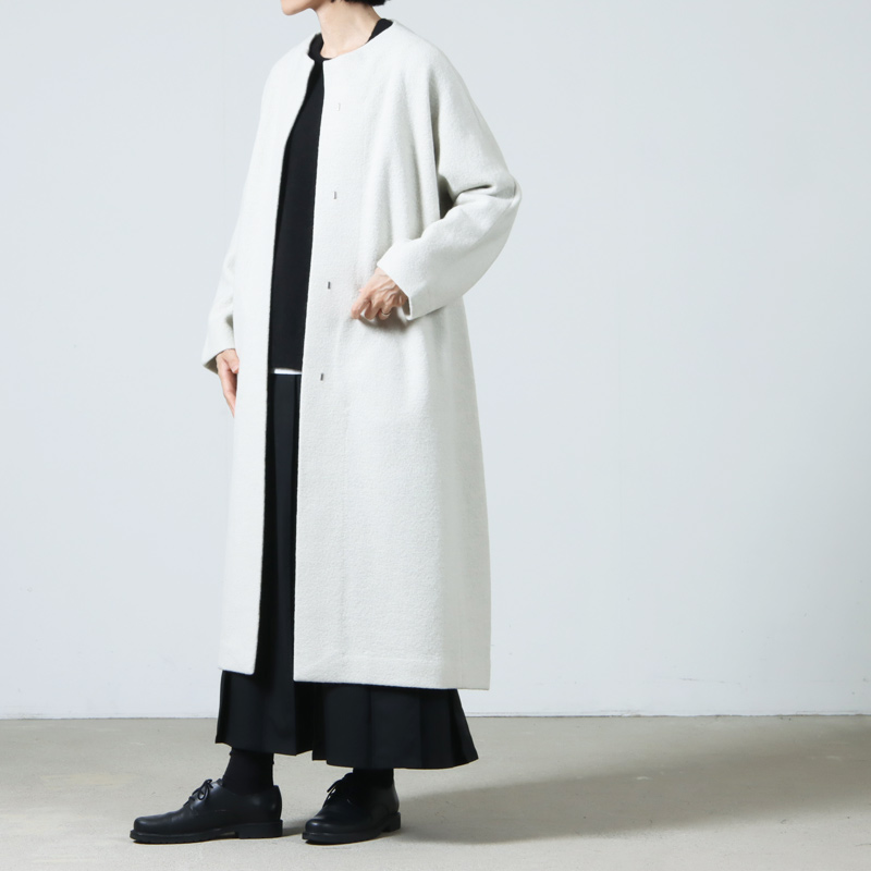evameva (エヴァムエヴァ) press wool long coat / プレスウールロング