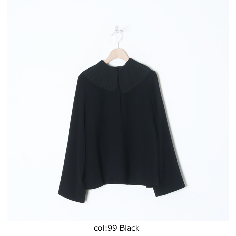 mizuiro ind (ミズイロインド) プリーツカラーシャツプルオーバー