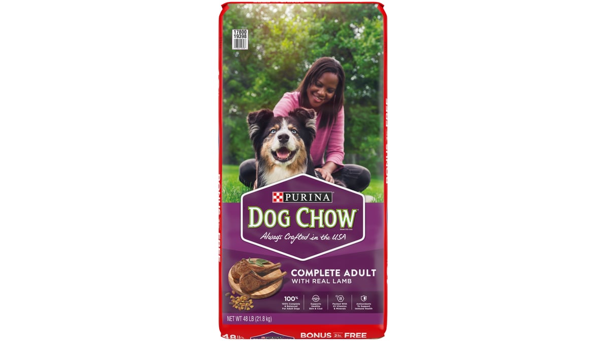 Purina Dog Chow Complete Adult Dry Dog Food with Real Lamb (48 lb