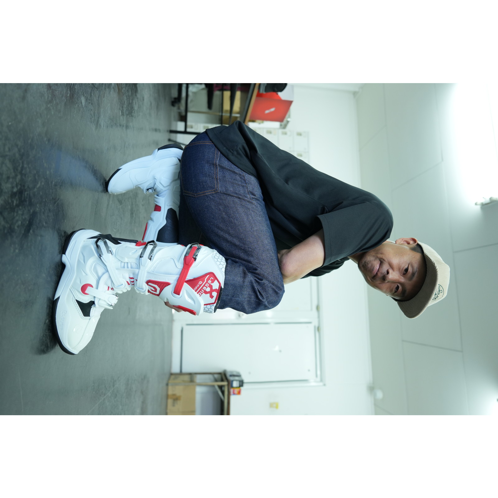 X レジェンド オフロードブーツ ブルー 25.5cm - バイク