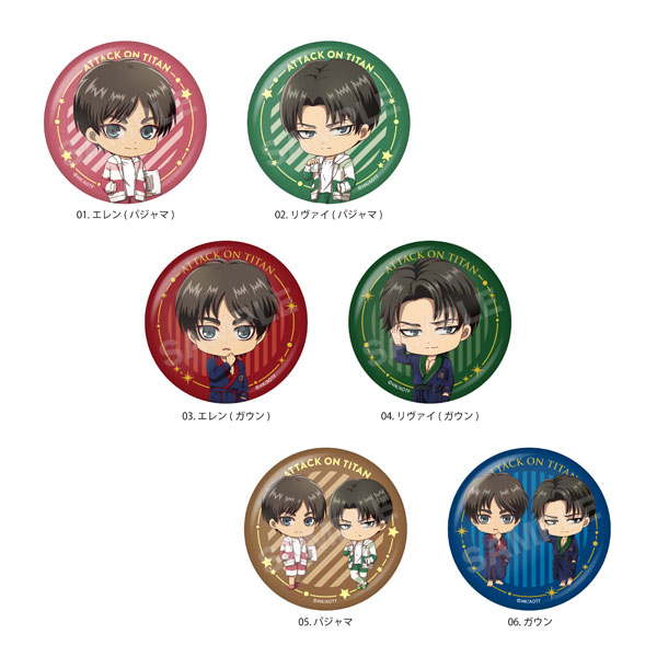 進撃の巨人 ルームウェアver. 缶バッジ 01 B 6個入りBOX（再販）[CS