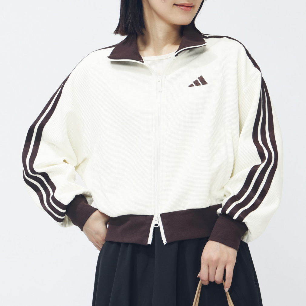 アディダス レディース 長袖 ジャージ ジャケット ワッフル ルーズ