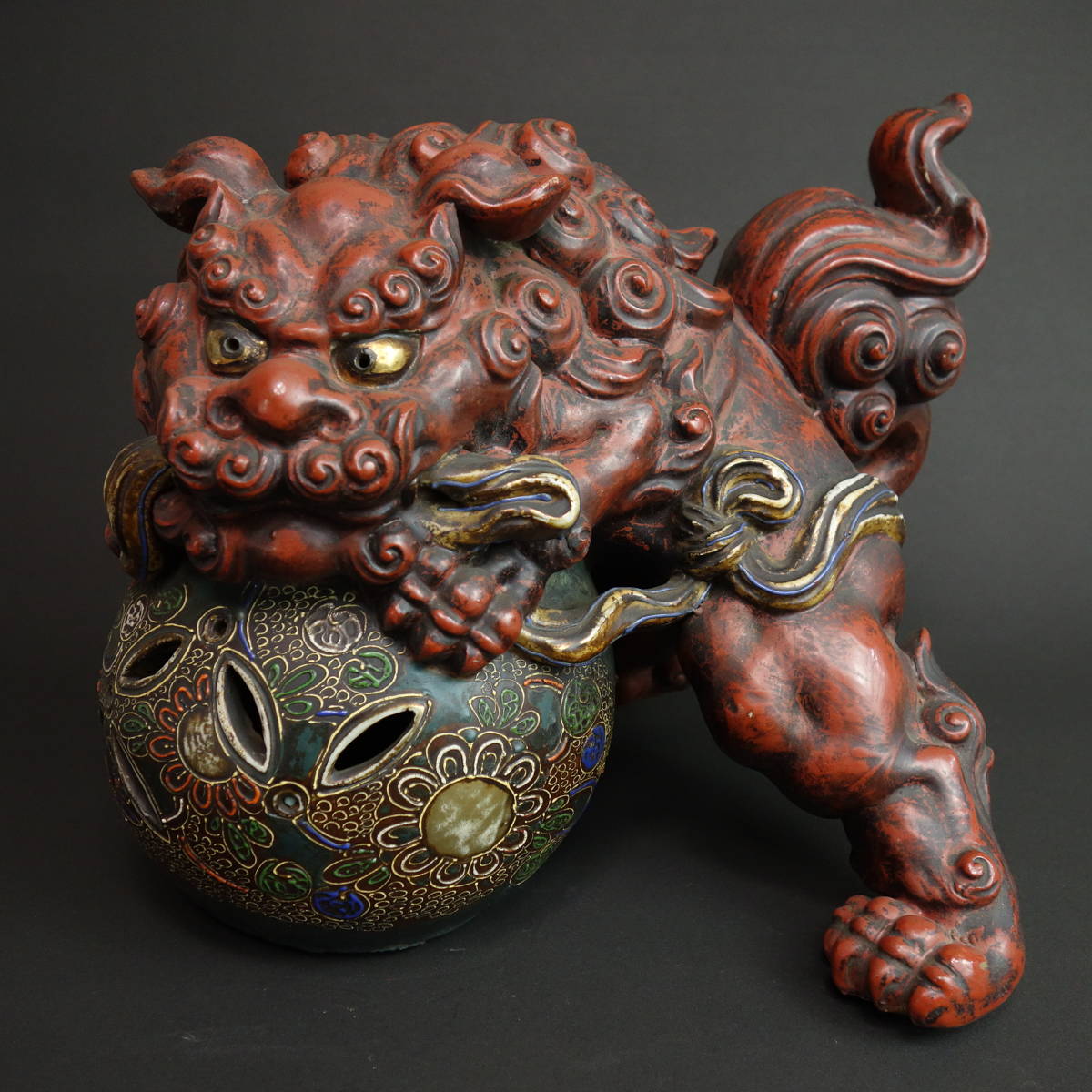 本翡翠 大振獅子置物装身具 幅約9㎝299g 東Y7-0403☆2Fタエチ 本翡翠