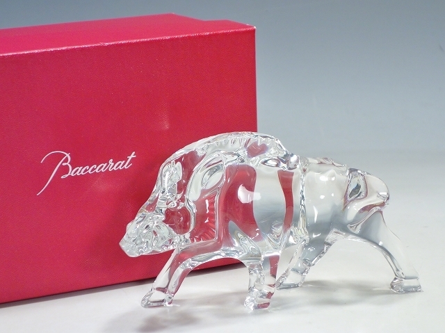 K10184【Baccarat バカラ】猪 イノシシ クリスタル フィギュリン 干支