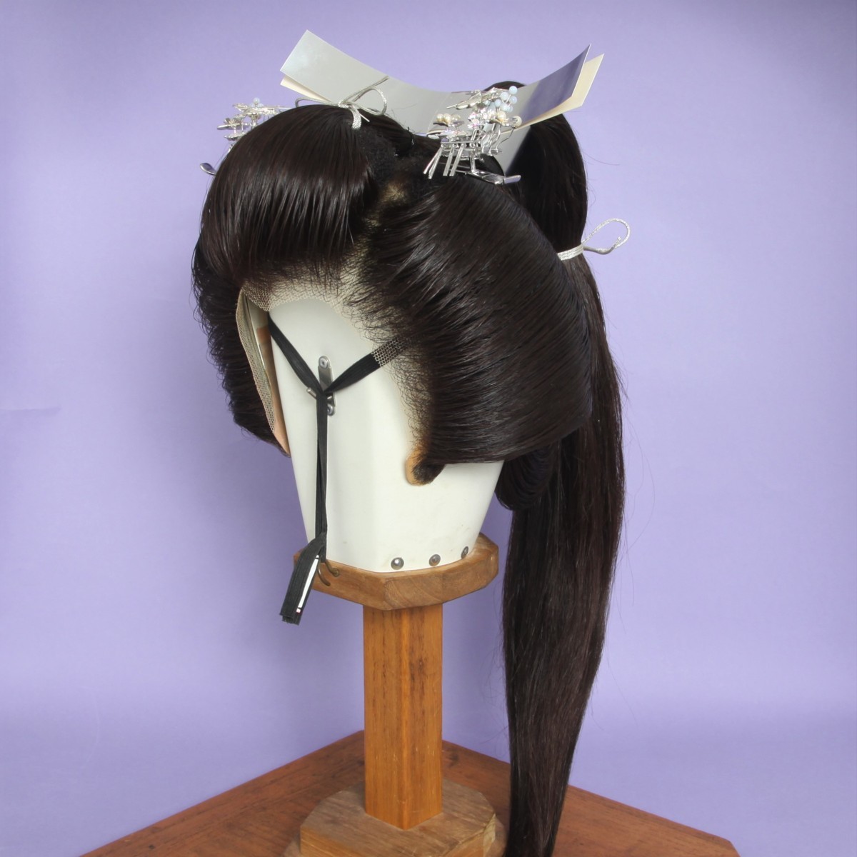 つぶし島田、中サイズ(黒髪)中古舞踊かつら、 日本髪かつら、大衆演劇