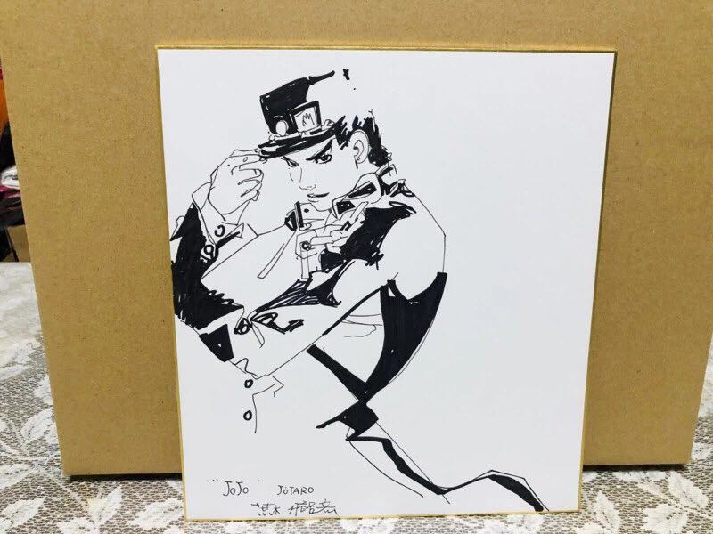 新品】ジョジョの奇妙な冒険 荒木飛呂彦 空条承太郎直筆サイン色紙 激