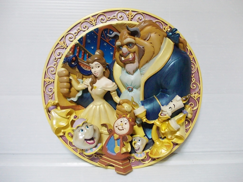 ディズニー 美女と野獣 絵皿 3D レリーフ プレート 世界5000個限定