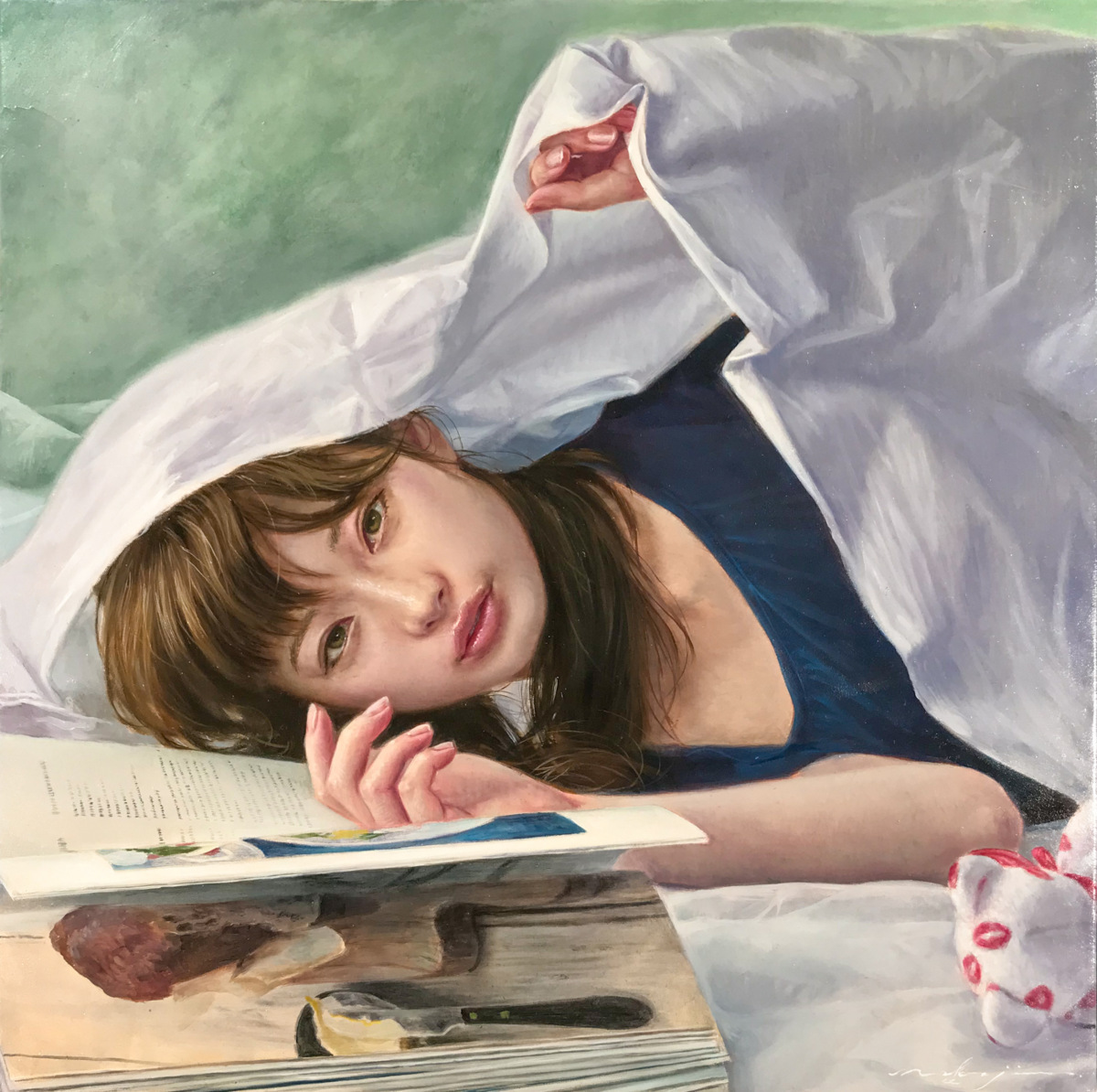 絵画リアリズム油彩画女性中島健太「象が出る夢を見た」