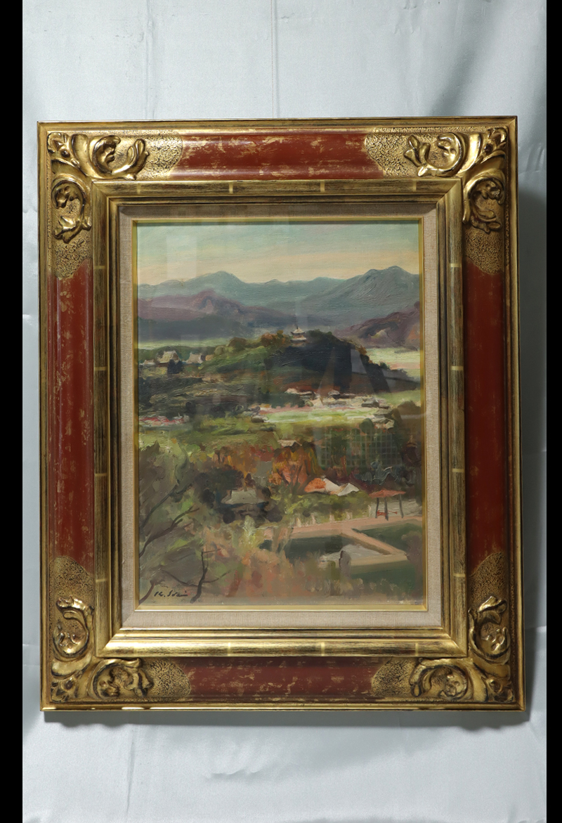 真作】「希少」絵画 油彩 伊谷賢蔵(風景) 伊谷レッド