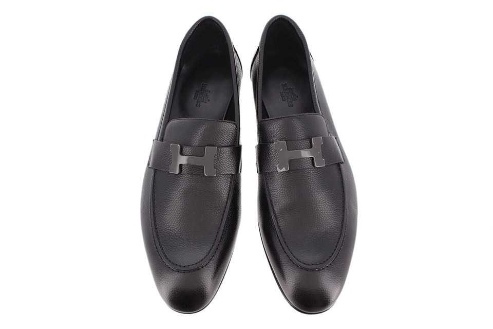 HERMES エルメス モカシン パリ 黒 ブラック ローファー サイズ42