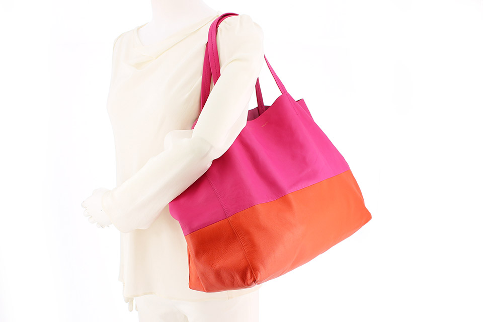ホリゾンタルカバ トートバッグ バイカラー ピンク/オレンジ 169263