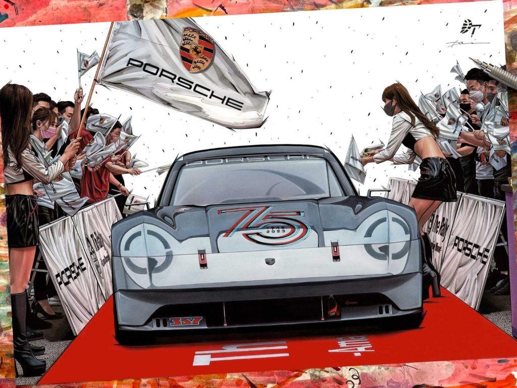 イラスト世界王者がポルシェとコラボ！レースの世界観を銀座で再現