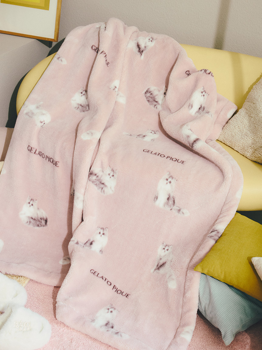 Sleep】CAT柄 プリント毛布(ブランケット・タオルケット)｜ルーム