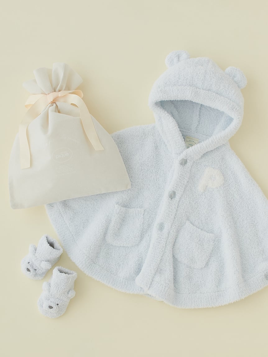 ラッピング済み】【BABY】パウダーベアポンチョ＆ソックスSET(ポンチョ