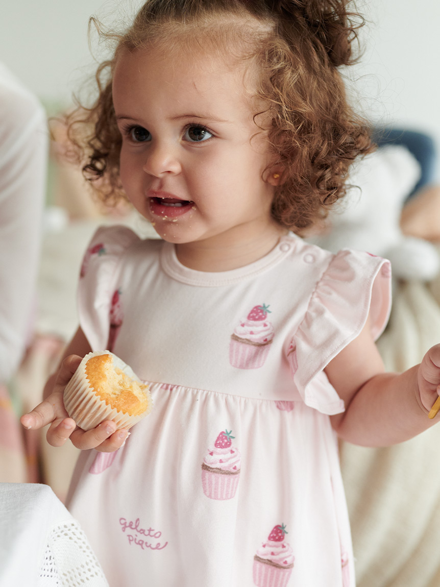 BABY】カップケーキ柄ロンパース(ロンパース)｜ルームウェア・パジャマ