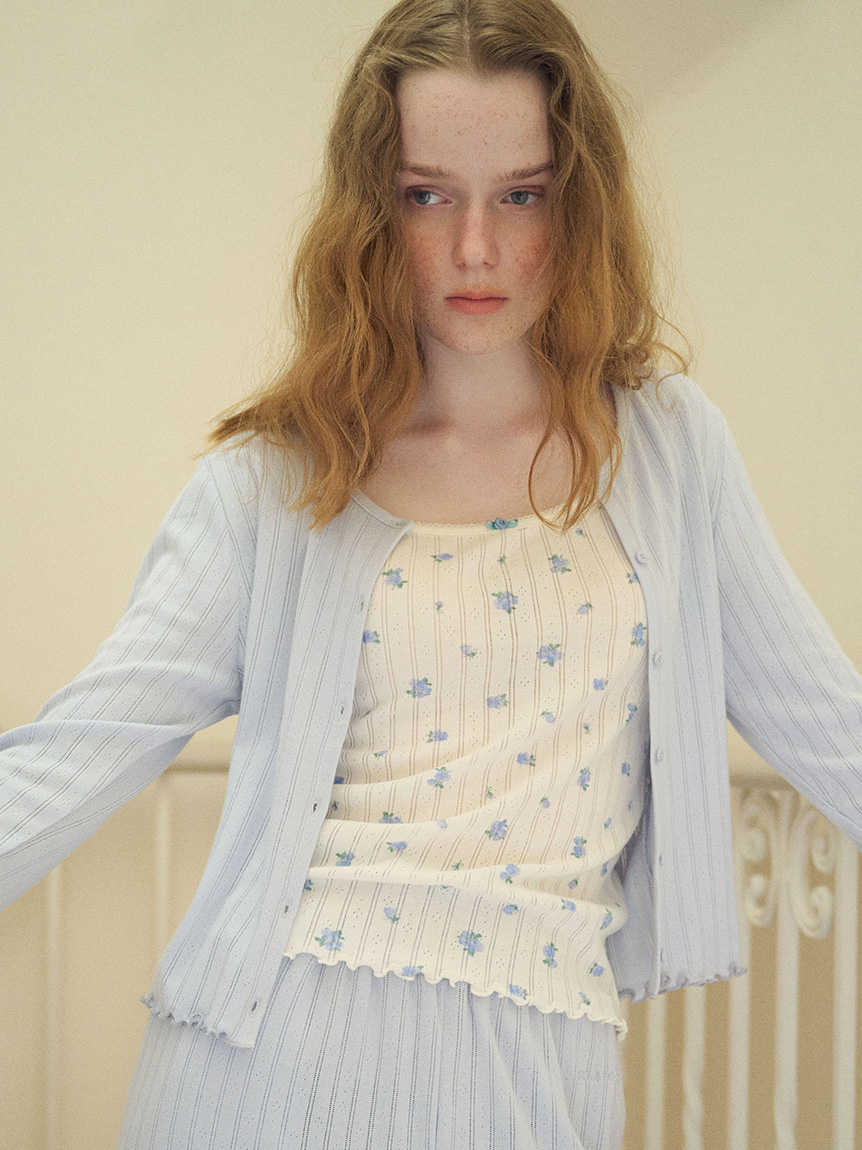 リトルローズ柄針抜きキャミソール(キャミソール)｜ルームウェア