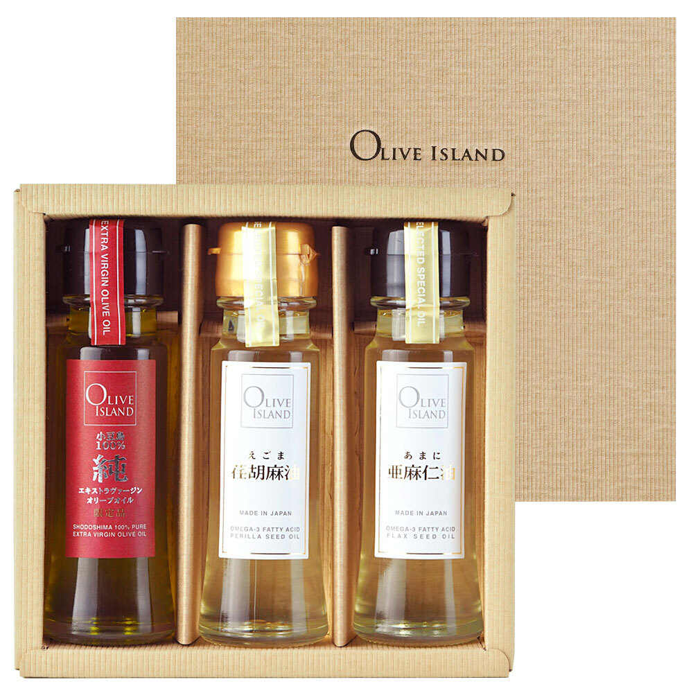 調味料ギフト 小豆島産100%「純」EXVオリーブオイル・荏胡麻油・亜麻仁