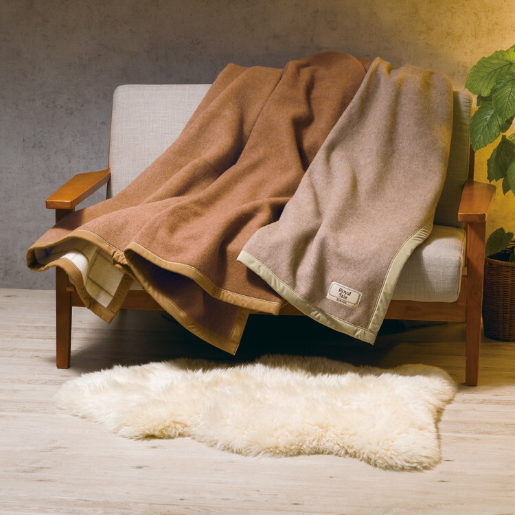 西川 キャメル・ウール毛布(毛羽部分) FQ83523024 インテリア 寝具