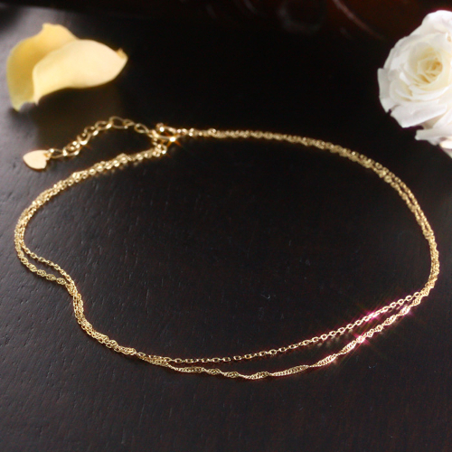 送料無料】2連 チェーン アンクレット ジュエリー・アクセサリー