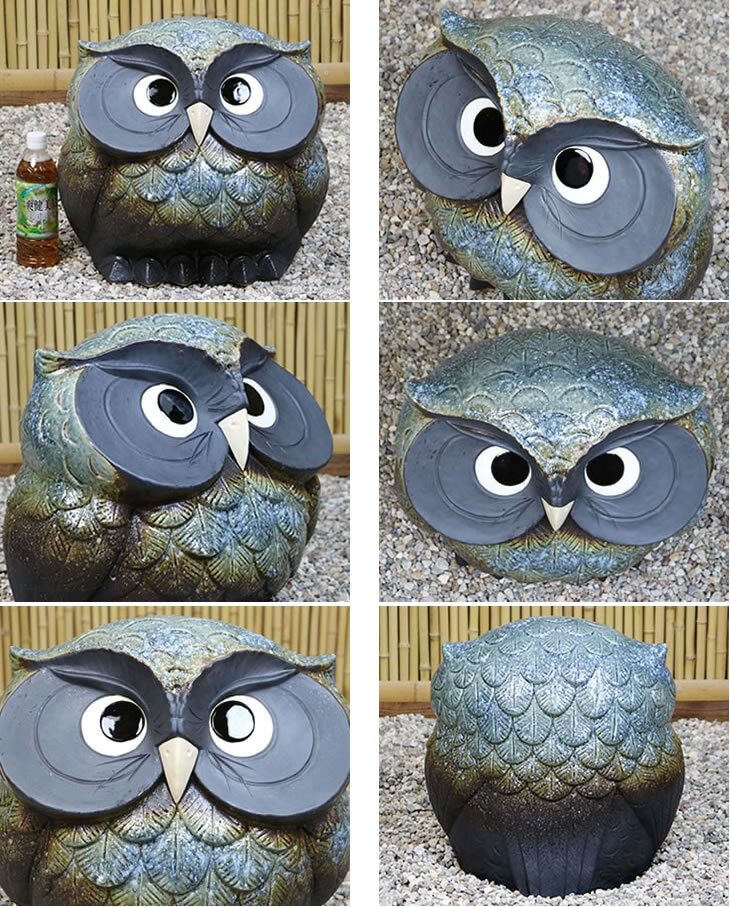 信楽焼 選べる2色 フクロウ 置物 縁起物 ふくろう 13号福多郎 fu-0133