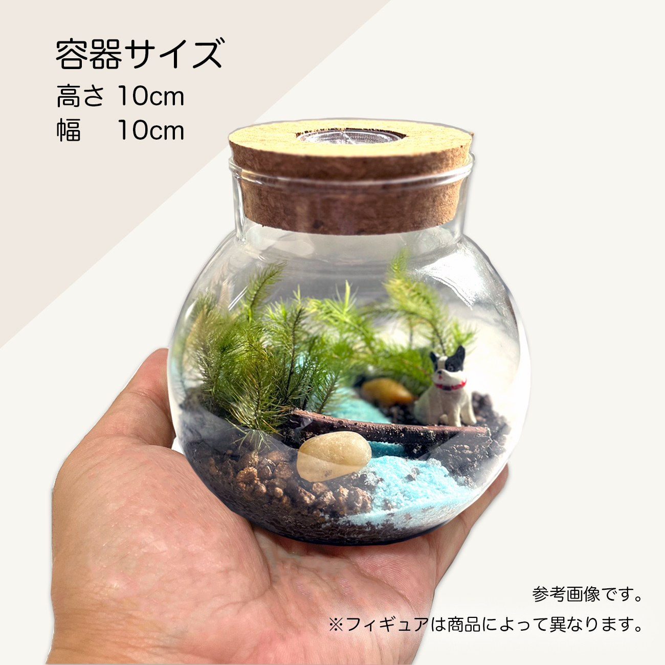 苔テラリウムキット LEDライト フレンチブルドッグ フィギュア付き
