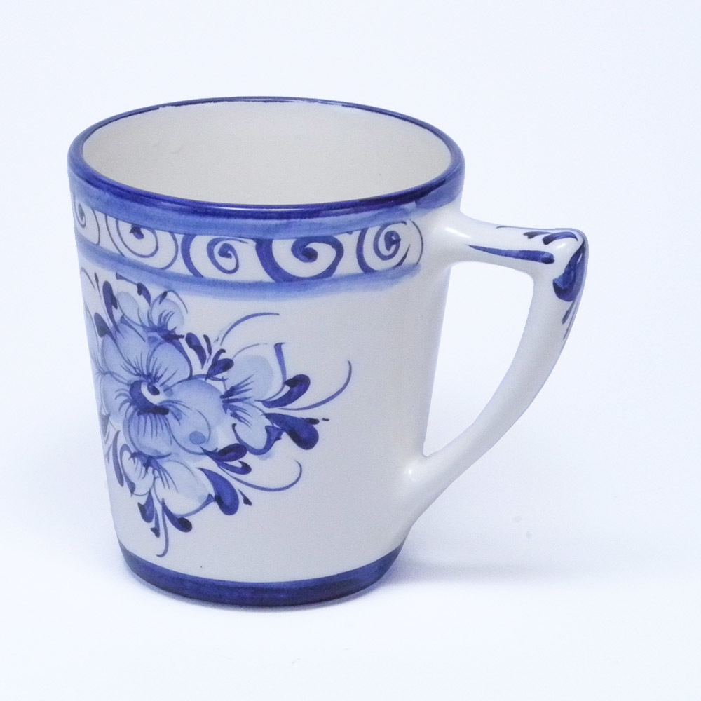 ポルトガル製 陶器 大きめ マグカップ アズレージョ 白地 食器 青