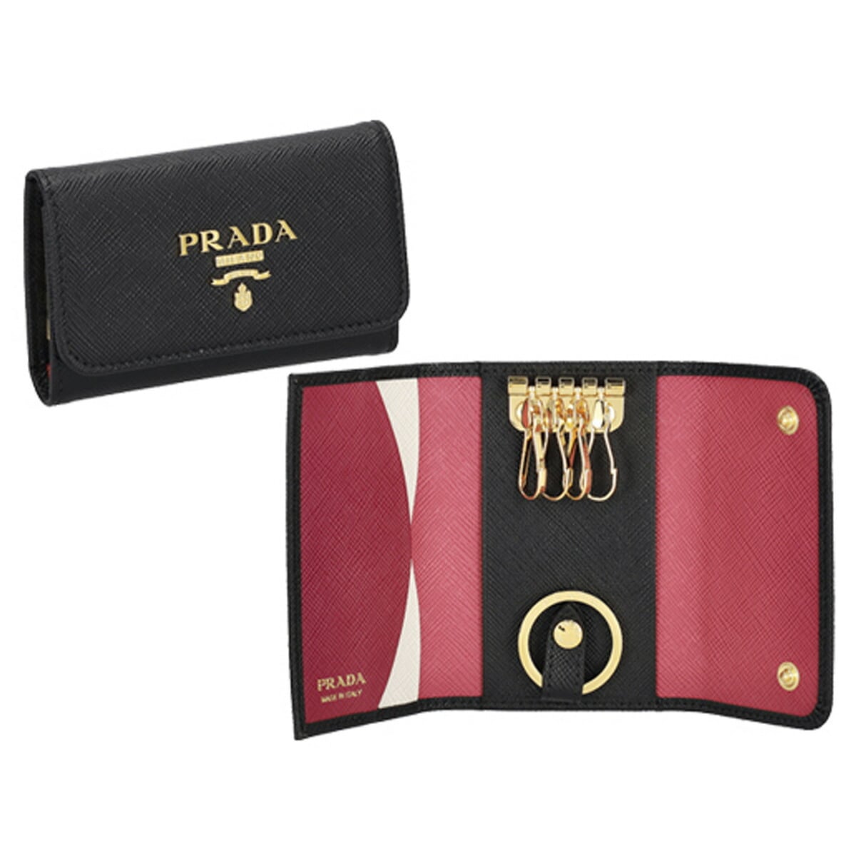 プラダ PRADA キーケース キーリング付き 4連キーケース サフィアーノ