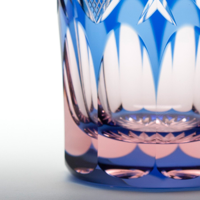 硝子工房 彩鳳】 江戸切子 天開タンブラー ペア 剣菱魚子文様 ブルー