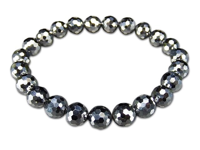 AAA高純度テラヘルツ鉱石質感カット約7mm強ブレスレット健康系 - 【石