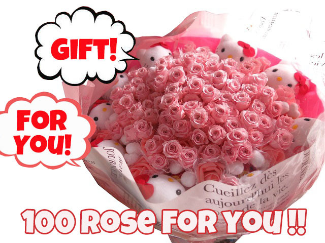 誕生日プレゼント キティ バラ 100本 花束 ブーケ プレゼント キティ