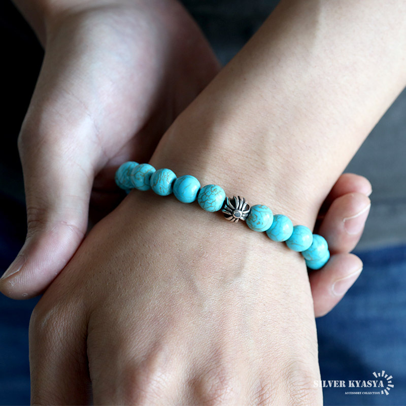 ターコイズブレスレット 数珠ブレスレット クロスブレスレット 十字架