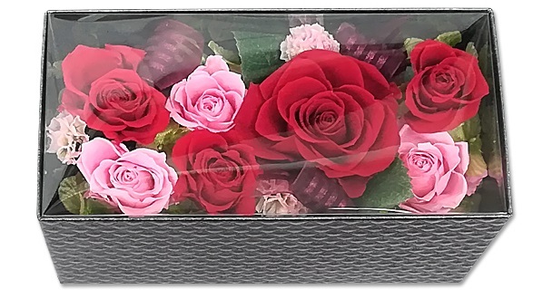 フラワーボックス プリザーブドフラワー ローズ ピンク バラ 薔薇 花