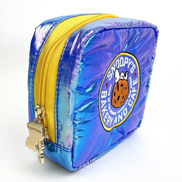 スヌーピー SNOOPY スクエアポーチ ブルー 小物入れ メイクポーチ