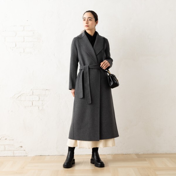 マックスマーラ コート ポルド ベルト付き グレー レディース Max Mara