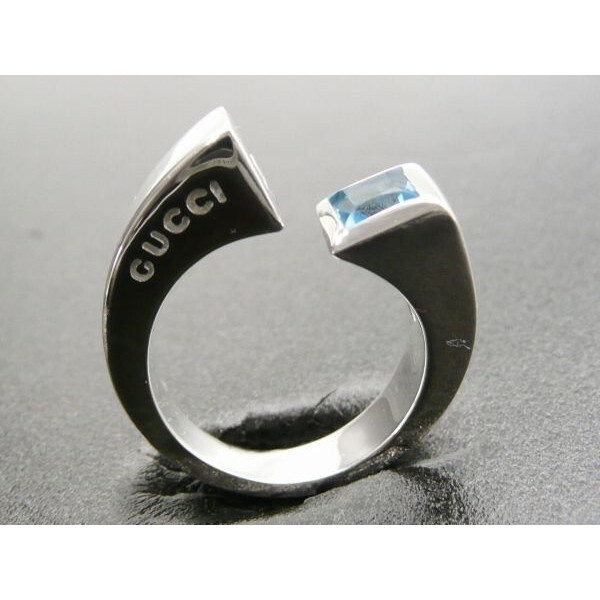 グッチ GUCCI 指輪 シルバー925 ブルートパーズ付 ツイストG リング