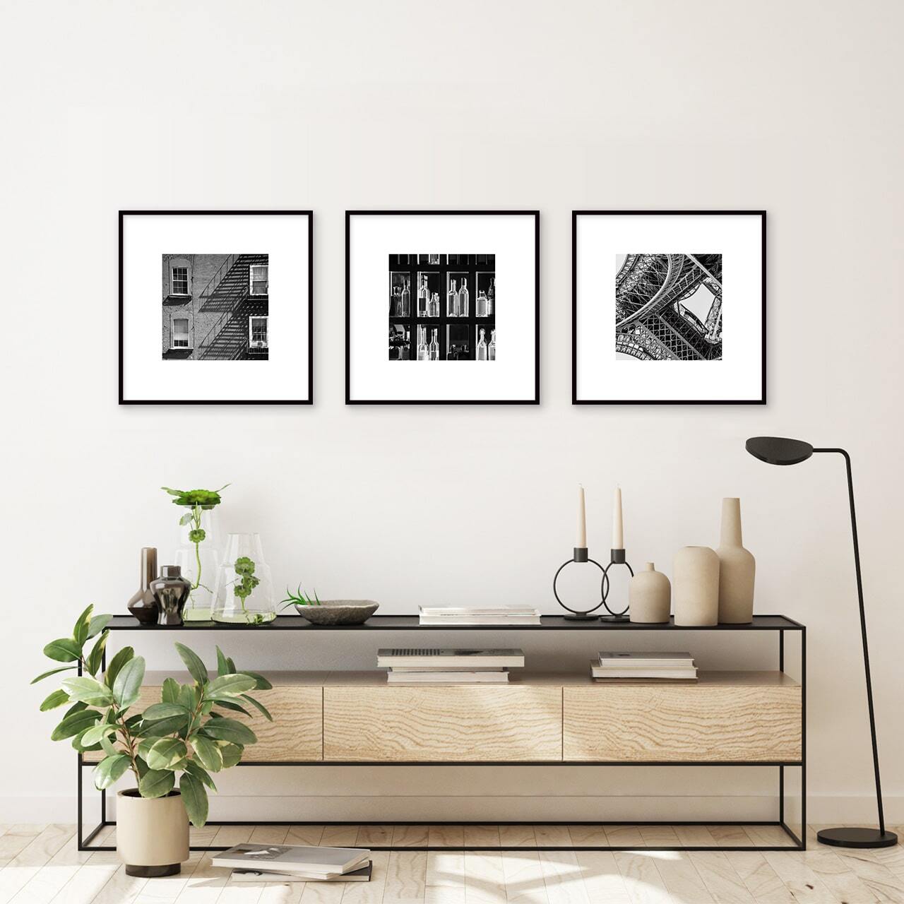 正方形 3枚 セット / 29.7cm 42cm フレーム付き 高級紙・高品質印刷