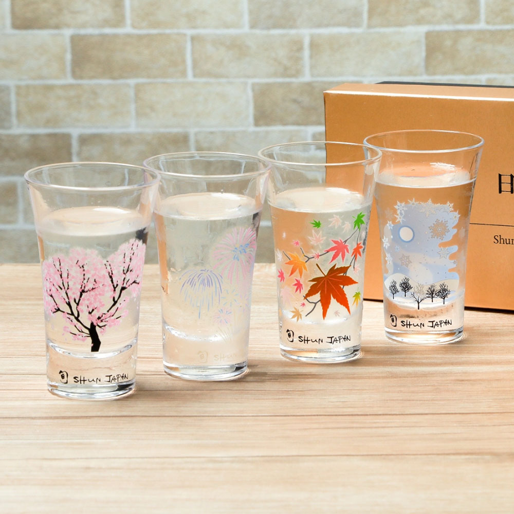 グラスセット 丸モ高木陶器 冷感 日本四季 天開グラス 4個セット